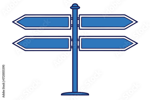 Blue Directional Signpost With Four Blank Arrow Shaped Signs road sign information