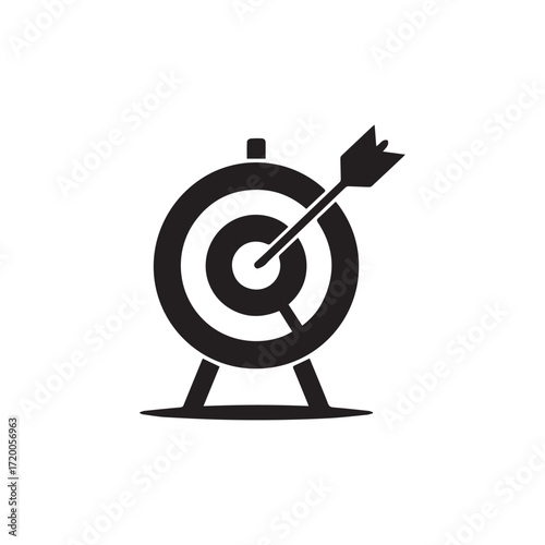 Vector art of arrow hitting the center of the target, symbolizing success, accuracy, and achieving goals in business and sports