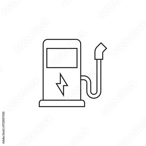 Minimalist Outline Electric Vehicle Charging Station Pump