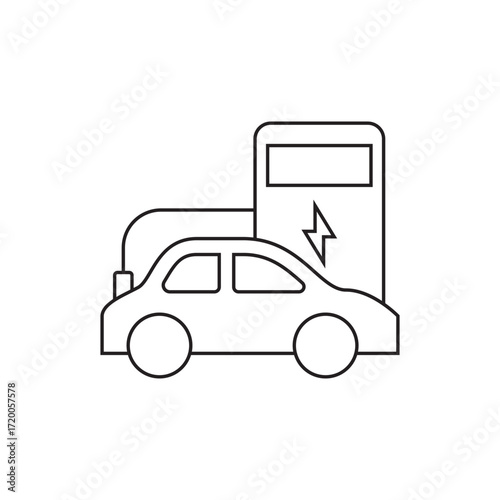 Electric Vehicle Parked at Roadside Charging Station