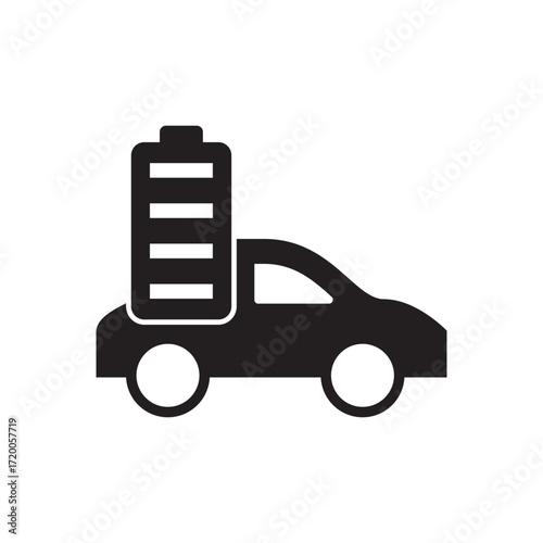 Solid Silhouette Electric Car with Maximum Battery Charge