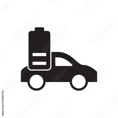 Solid Glyph Electric Car Half Charged Battery Status