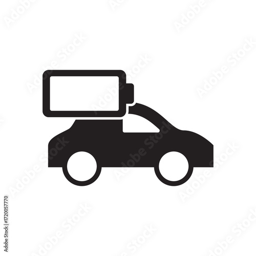 Solid EV Car with Square Full Battery Charge Display
