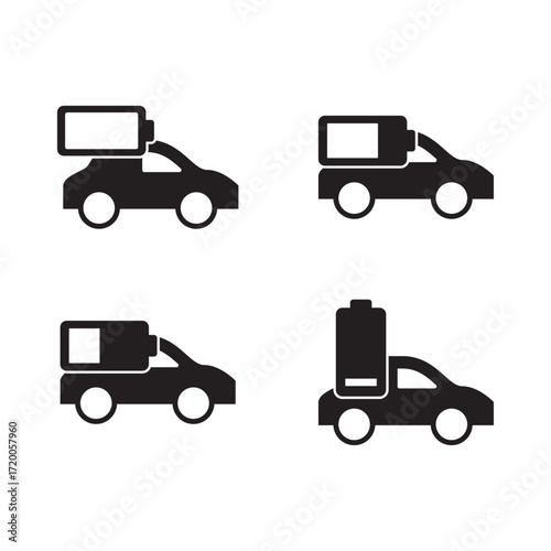 Solid Icon Set EV Car Van Battery Display Status