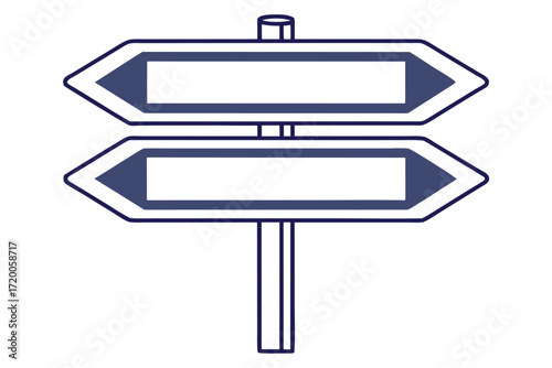 Two Blank Arrow Directional Signposts road sign