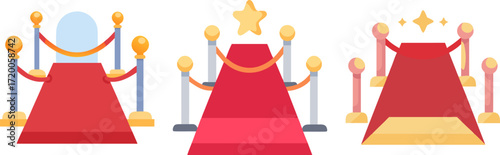 Various Red Carpet Scenarios with Ropes and Poles for Special Events