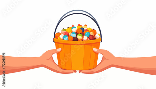 A Cheerful Ghost Character Wearing Headphones Enjoys the Festivities Surrounded by Confetti and Halloween Candies