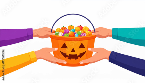 Joyful cartoon ghost with headphones dancing amidst a festive explosion of confetti and candy at a celebration