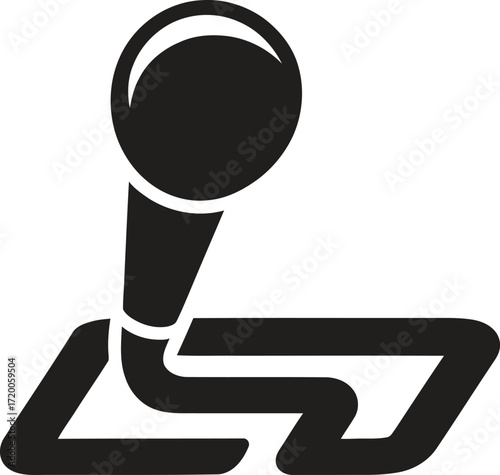 Black silhouette of a car gear shift lever and gate pattern