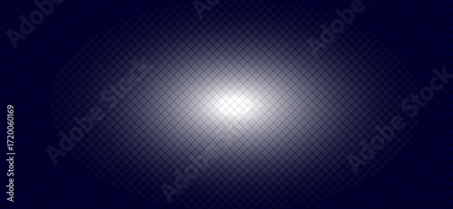 A captivating design showcases a bright white central glow emanating through a delicate, fine grid pattern against a gradient of deep navy to light blue background, creating depth