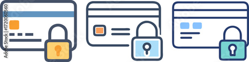 Diverse Credit Card Security Icons Illustrating Secure Online Payment and Data Protection