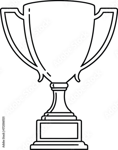 Minimalist trophy outline on a white background, achievement icon