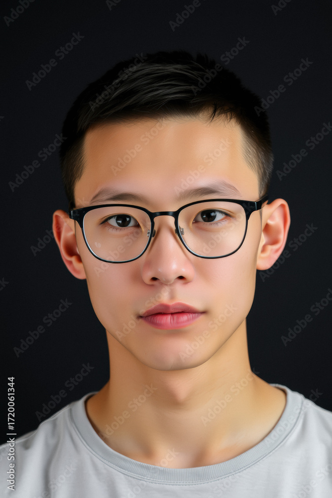 Fototapeta premium Close-up Portrait of a Young Man Wearing Glasses