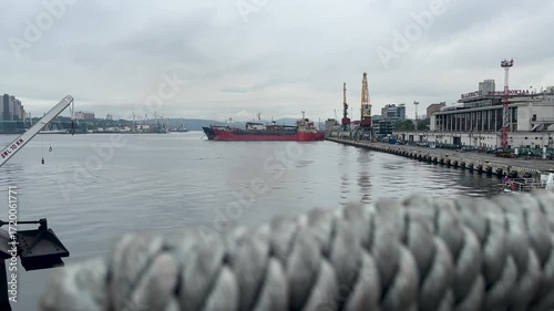 Sea Port of Vladivostok. Ships moored at the berth
