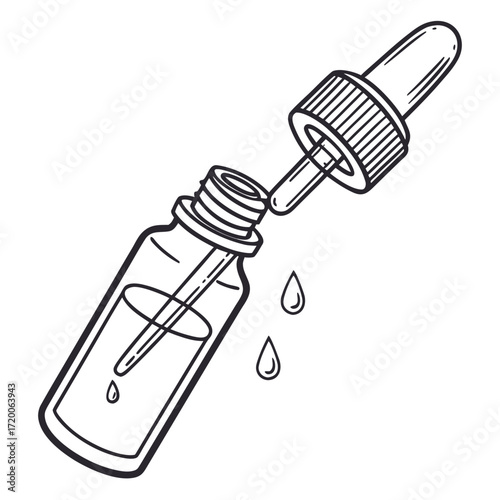 Illustration of a dropper bottle with liquid