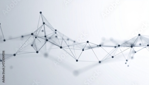 Abstract network of connected lines and nodes on white background, creating futuristic and technological feel