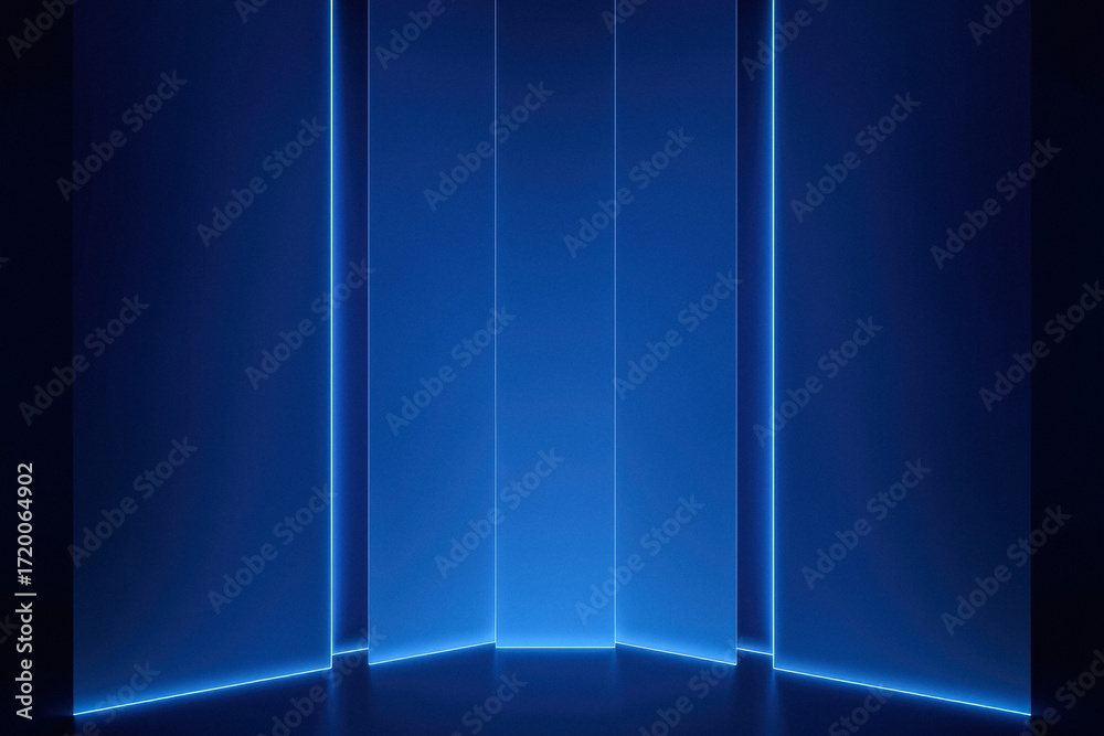 Obraz premium Neon Blue Empty Showcase Display