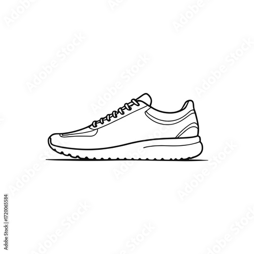 Outline of a running sneaker in minimalist design  