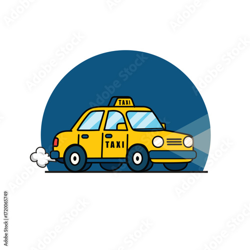 Yellow Taxi Car Vector Illustration for Transportation and Urban Travel Concept