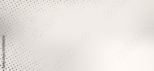 Elegant off-white backdrop with a contemporary halftone pattern showcasing varying density of small, black dots on the upper left, creating a modern and stylish aesthetic