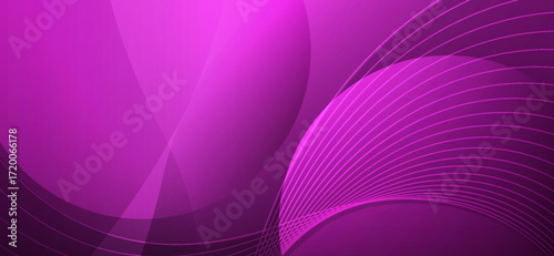 A gradient purple background is adorned with overlapping semi-transparent circles and gracefully curved lines, creating a dynamic, vibrant and modern backdrop design perfect for various applications