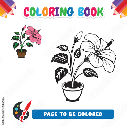 Coloring book for kids, flower vector