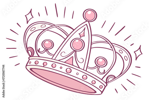 Cute Pink Princess Crown with Sparkling Jewels and Elegant Design.
