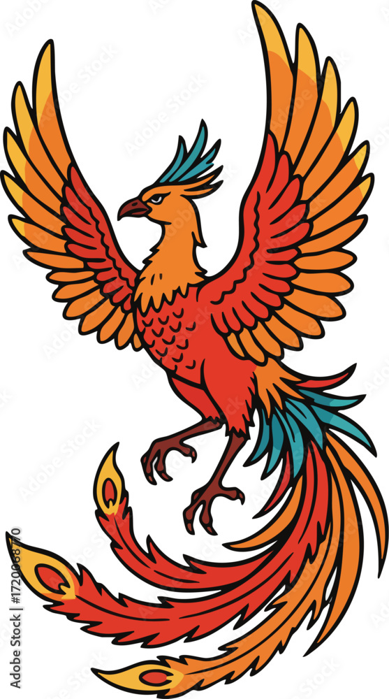 Fototapeta premium Phoenix Houou Japanese Mythical Bird Vector Illustration