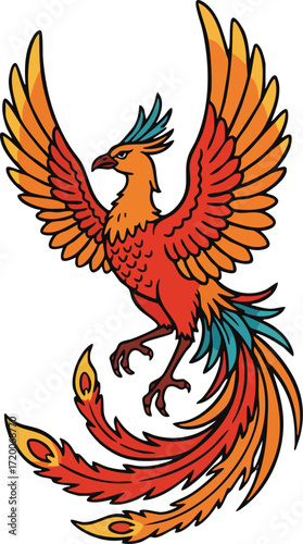 Phoenix Houou Japanese Mythical Bird Vector Illustration