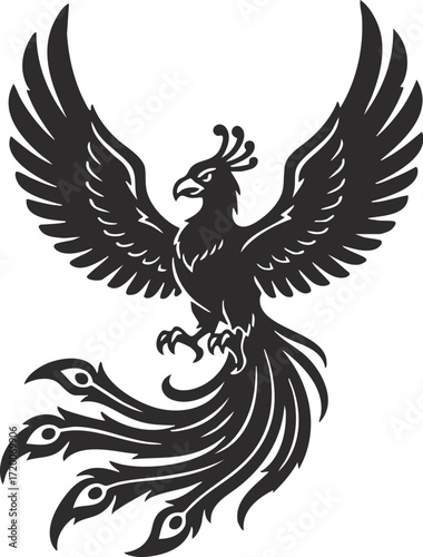 Phoenix Houou Japanese Mythical Bird Vector Illustration