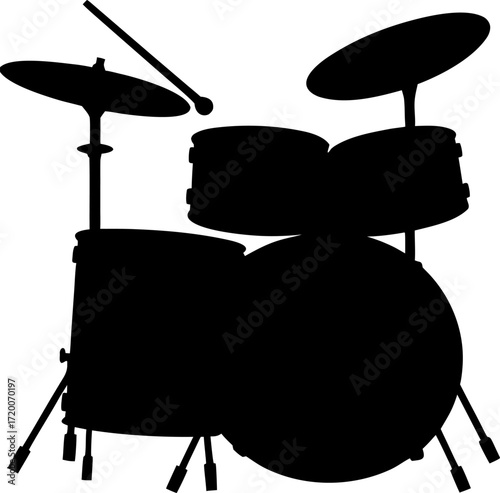 Black silhouette of tabla drum set with sticks isolated on white background, Minimal folk percussion instrument vector illustration, Traditional tabla outline, Heritage musical instrument line drawing
