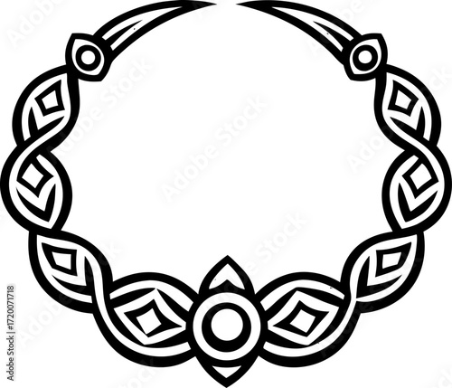 Decorative Line Drawing of Tribal Bracelet, Ethnic Jewelry Vector, Minimal Handcrafted Accessory Illustration, Isolated Design