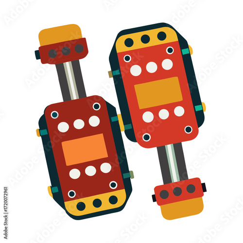 Stylized flat design illustration of two bicycle pedals on a black background