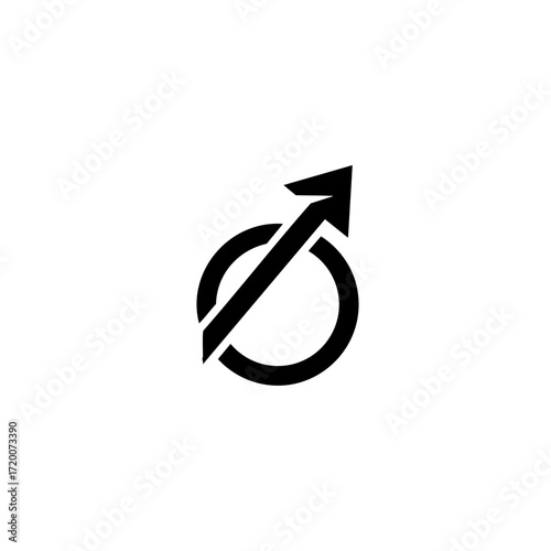 Male gender symbol vector icon with diagonal slash line for gender neutral or undefined meaning illustration