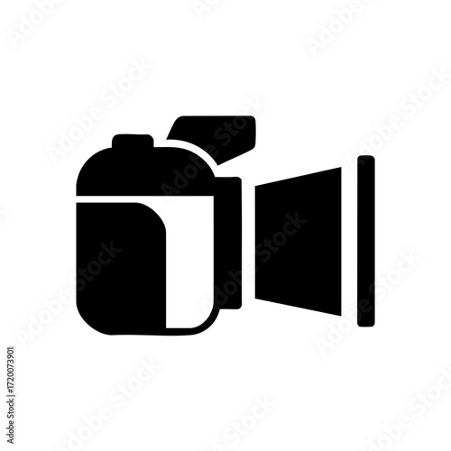 Video camera icon simple black silhouette flat style digital media recording device symbol vector illustration