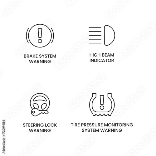 Automotive Warning and Indicator Icon Set