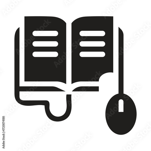 Digital learning book and computer mouse icon symbol for online education and knowledge acquisition vector