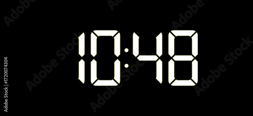 Digital clock displays the time 10:48 in bright white against a stark black background, illustrating a clear depiction of time and digital technology, suitable for time-related themes