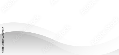 Elegant white and gray wave pattern background features soft, flowing curves and subtle gradient shading, creating a clean and modern aesthetic suitable for versatile designs