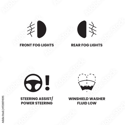 Automotive Dashboard Icon Set for Drivers