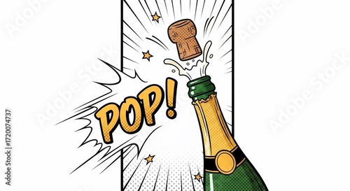 Pop! Champagne Bottle in Pop Art Style