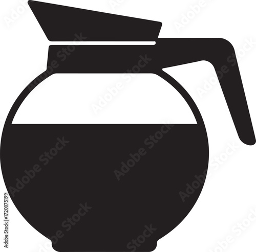 Black silhouette of a glass coffee pot with liquid inside Keywords: coffee pot, coffee maker, carafe