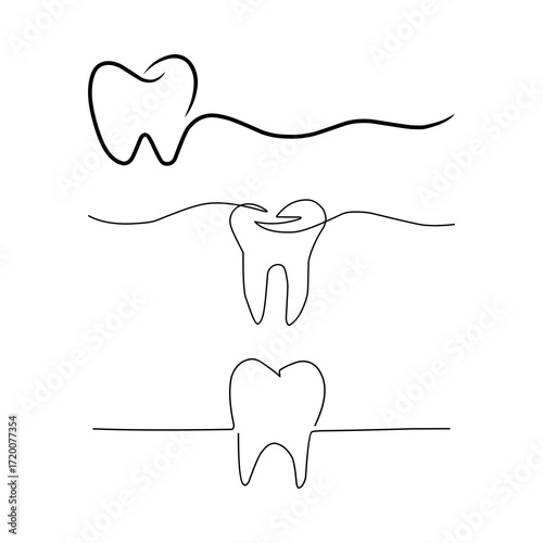 Dental Instruments Line Icon – Professional Dentist Tools Vector Illustration