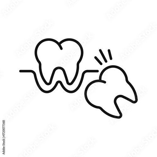 Dental Instruments Line Icon – Professional Dentist Tools Vector Illustration