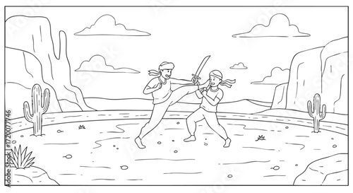 Western Showdown A Daring Duel in the Dusty Desert