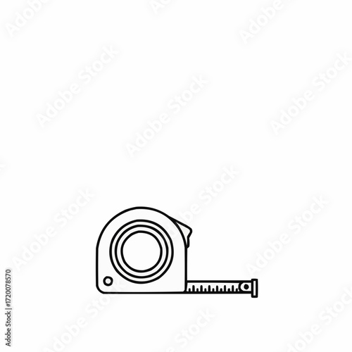 Tape measure on white background with extended measuring tape  
