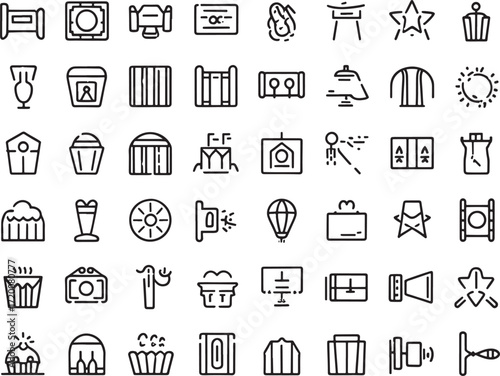 cinema icons for digital projects Collection of bold black line art bundle set
