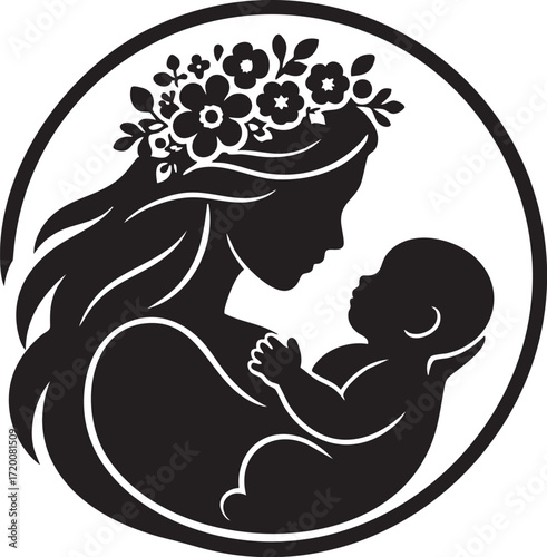 Gentle Mother and Child - Beautiful Silhouette for Maternal Love

