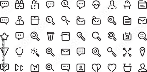 Comprehensive search icon bundle set line art for digital applications and websites
