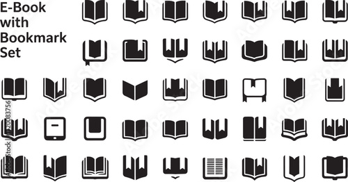 Ebook bookmark icon set bundle silhouette art for digital reading